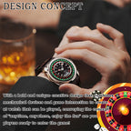 Lucky Harvey ZLS303-2 European Roulette automatic watch worn on wrist with whiskey glass design concept