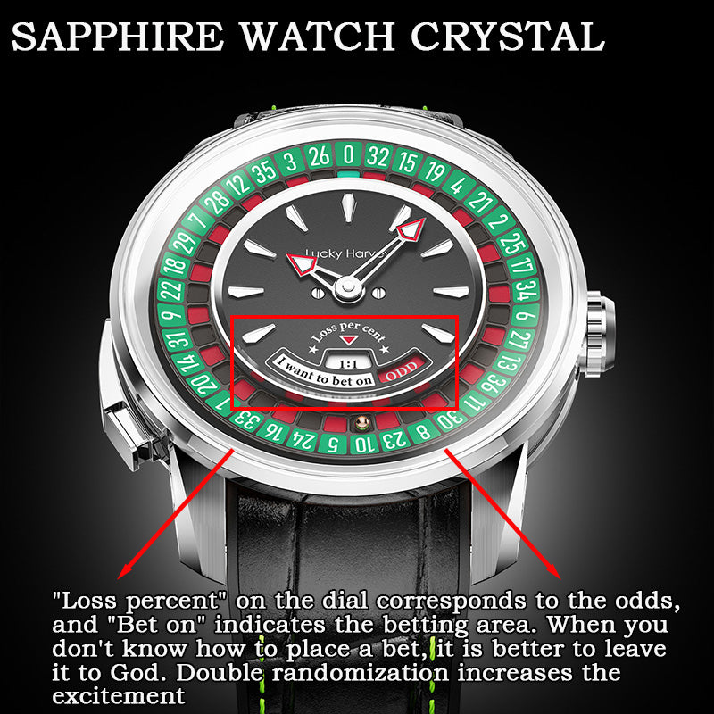 Lucky Harvey ZLS303-2 European Roulette automatic watch sapphire crystal dial with loss percent and bet area