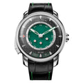 Lucky Harvey ZLS304-1 Sic Bo automatic watch with green dial and black leather strap, front view