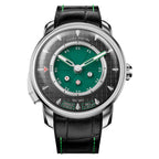 Lucky Harvey ZLS304-1 Sic Bo automatic watch with green dial and black leather strap, front view