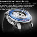 Lucky Harvey ZLS304-1 Sic Bo watch side angle showing left-side press button to start dice play