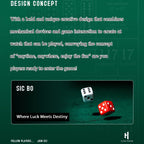 Lucky Harvey ZLS304-1 Sic Bo watch design concept infographic with dice and game theme description