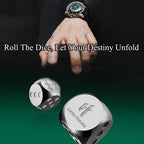 Lucky Harvey ZLS304-1 Sic Bo watch lifestyle scene with hand rolling Lucky Harvey engraved silver dice
