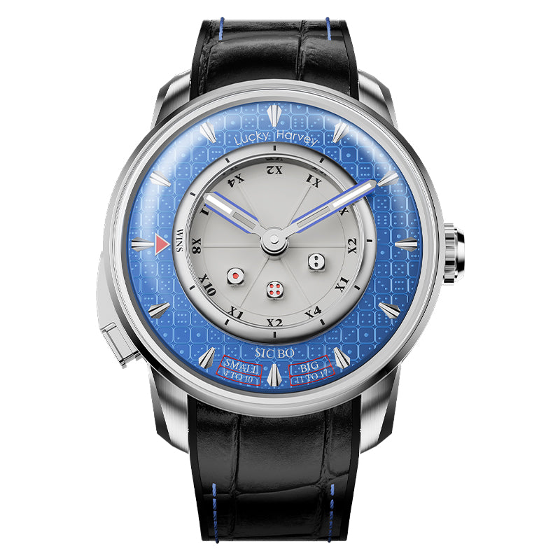 Lucky Harvey ZLS304-2 Sic Bo automatic watch with blue dial, front view