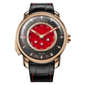 Lucky Harvey ZLS304-3 Sic Bo automatic watch with red dial and rose gold case, front view