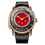 Lucky Harvey ZLS304-3 Sic Bo automatic watch with red dial and rose gold case, front view