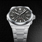 Lucky Harvey ZLS402-2 black hammer chiming watch angled view with crown detail on dark background