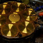 Lucky Harvey ZLS402-2 chiming gong components on brass machining fixture small thumbnail