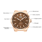 Lucky Harvey ZLS402-3 dial diagram with feature callouts including big date and chime switch