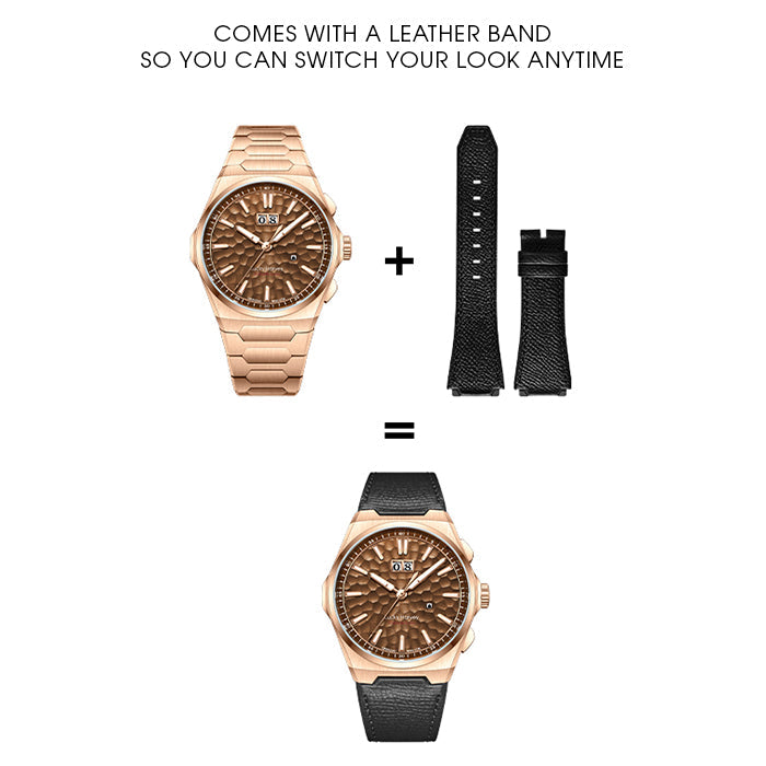 Lucky Harvey ZLS402-3 includes black leather strap option for swap