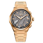 Lucky Harvey ZLS413-1 rose gold meteorite dial titanium watch, front studio view