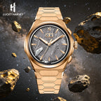 Lucky Harvey ZLS413-1 rose gold meteorite watch in cosmic asteroid lifestyle scene