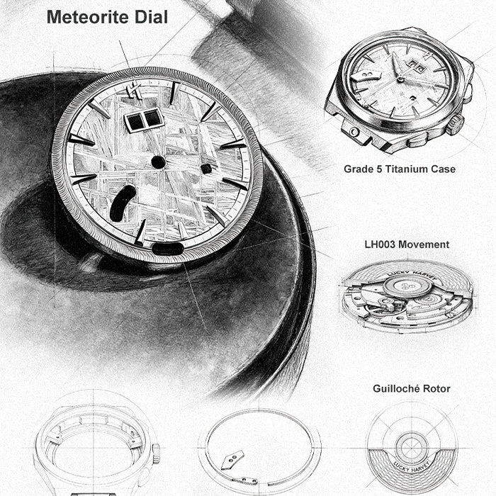 Lucky Harvey ZLS413-2 Silver Titanium Meteorite Dial Chiming Watch – image 5 of 20