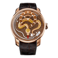 Lucky Harvey ZLS501-2 rose gold enamel snake automatic watch with brown dial, front view