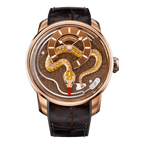 Lucky Harvey ZLS501-2 rose gold enamel snake automatic watch with brown dial, front view