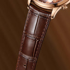 Lucky Harvey ZLS502-2 chiming horse automatic watch brown crocodile-pattern leather strap close-up