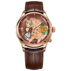 Lucky Harvey ZLS502-2 rose gold titanium chiming horse automatic watch with brown dial, front view