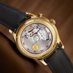 Lucky Harvey ZLS502-3 caseback with exhibition window showing automatic movement and limited edition horse engravings
