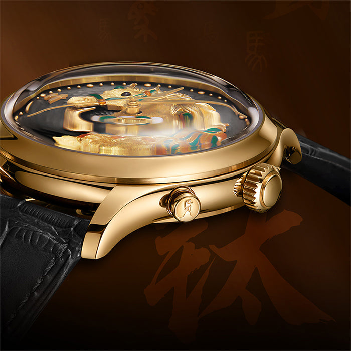 Lucky Harvey ZLS502-3 Gold Titanium Horse Chiming Automaton Watch – image 3 of 8