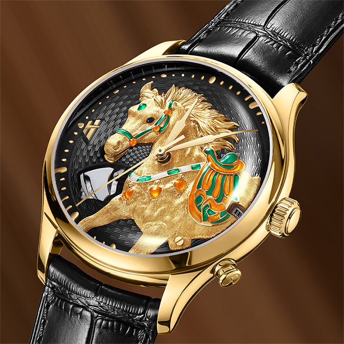 Lucky Harvey ZLS502-3 Gold Titanium Horse Chiming Automaton Watch – image 5 of 8