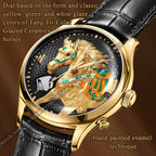 Lucky Harvey ZLS502-3 watch with text describing Tang Tri-Color Glazed Ceramics inspired dial and hand-painted enamel