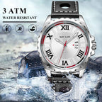 MEGIR 1019 men's sport watch water-resistance graphic noting protection from splashing but not swimming