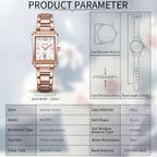 MEGIR 1079 women's watch parameters graphic with case diameter, thickness and band dimensions