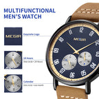 MEGIR 1083 men's multifunction watch graphic highlighting the logo, 24-hour sub-dial and calendar sub-dial