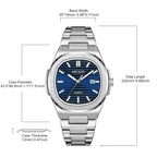 MEGIR 1084 women's watch product size graphic with case, band and thickness dimensions
