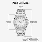 MEGIR 1085 men's watch product size graphic with case, strap and thickness dimensions