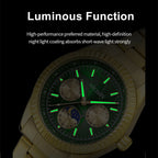 MEGIR 1102 men's multifunction watch feature graphic showing luminous hands and markers glowing in the dark