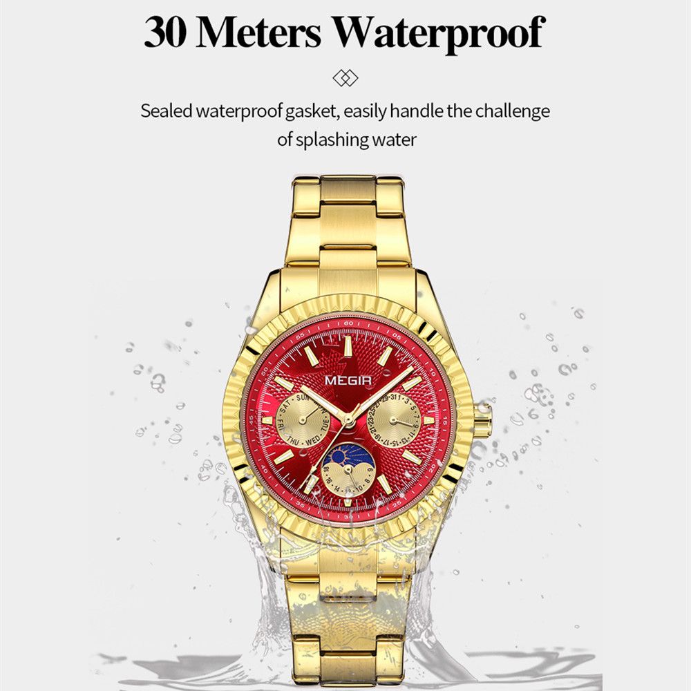 MEGIR 1102 men's multifunction watch water-resistance graphic noting splash resistance