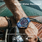 MEGIR 2063 men's chronograph watch water-resistance graphic noting no swimming or showering