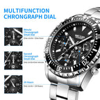 MEGIR 2064 men's chronograph watch feature graphic explaining the minute, second and 24-hour sub-dials