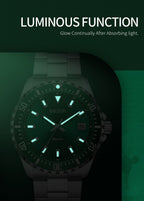 MEGIR 2064AG men's dive watch feature graphic showing luminous hands and markers glowing in the dark