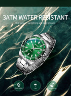 MEGIR 2064AG men's dive watch water-resistance graphic noting no swimming or showering