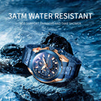 MEGIR 2065 men's chronograph watch water-resistance graphic noting no swimming or showering