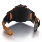 MEGIR 2099 men's chronograph watch leather cuff strap underside with buckle and engraving