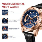 MEGIR 2102 men's chronograph watch feature graphic explaining the minute, second and 24-hour sub-dials
