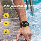 MEGIR 2116 men's chronograph watch water-resistance graphic noting splash, rain and handwashing only