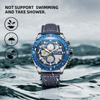 MEGIR 2119 men's chronograph watch water-resistance graphic noting no swimming or showering