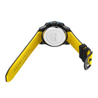 MEGIR 2133 men's chronograph watch caseback with engravings and yellow silicone strap with buckle