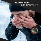 MEGIR 2133 men's chronograph watch water-resistance lifestyle graphic worn while washing outdoors in winter