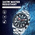 MEGIR 2134 men's chronograph watch water-resistance graphic noting no swimming or showering