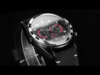 MEGIR 2135 men's chronograph watch product video thumbnail, black case with black leather strap