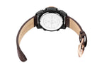 MEGIR 2142 men's sport watch caseback with engravings and brown leather strap with buckle