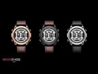 MEGIR 2142 men's sport watch shown in three colorways lined up on a black background