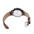 MEGIR 2159 men's chronograph watch caseback with engravings and brown leather strap with buckle
