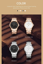 MEGIR 2164 men's dress watch color display showing black and white dials in silver and rose-gold cases