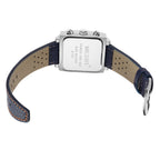 MEGIR 2182 men's chronograph watch caseback with engravings, blue leather strap and buckle